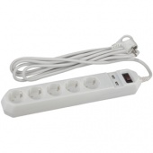 USF-5es-1.5m-USB-W Сетевой фильтр ЭРА (белый) с заземл, 3x0,75мм2, с выкл, 5гн+2USB, 1.5м - купить в Астане