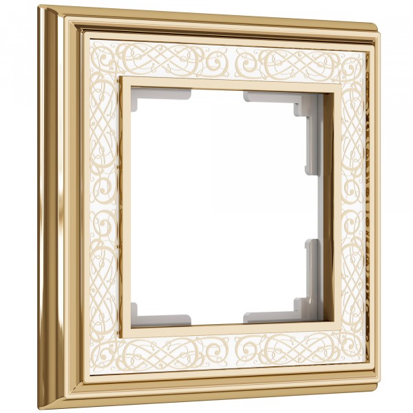 Рамка на 1 пост WL77-Frame-01 Palacio Gracia (золото/белый) - купить в Астане